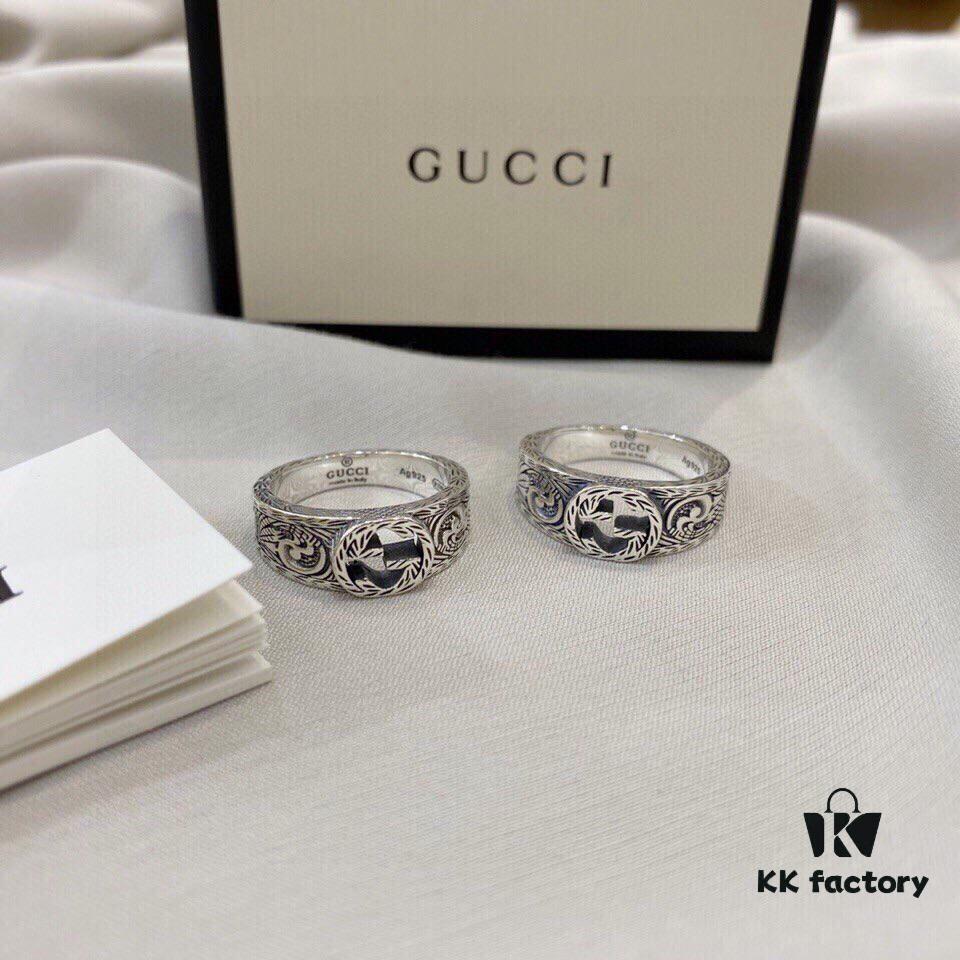 Gucci Gucci 925 Sterling Silver Vintage GG Ivy Motif Ring