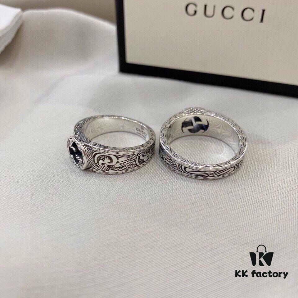 Gucci Gucci 925 Sterling Silver Vintage GG Ivy Motif Ring