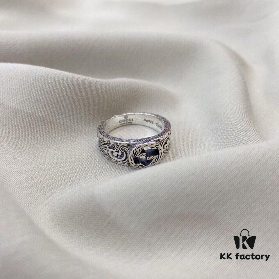 Gucci Gucci 925 Sterling Silver Vintage GG Ivy Motif Ring