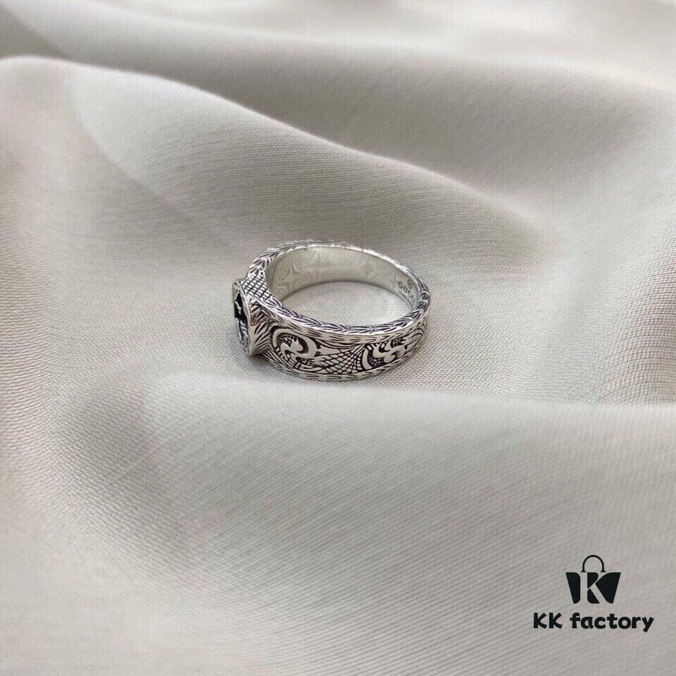 Gucci Gucci 925 Sterling Silver Vintage GG Ivy Motif Ring