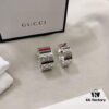 692ff09099f2d84055c8d64b Gucci 925 Sterling Silver Red and Green Diamond Checkered Pattern Couple Ring