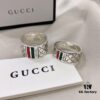 692ff09299f2d84055c8d64f Gucci 925 Sterling Silver Red and Green Diamond Checkered Pattern Couple Ring