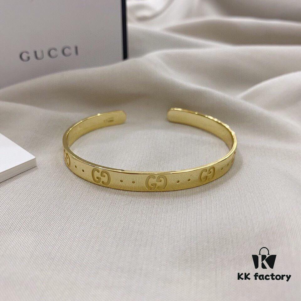 Gucci 925 Sterling Silver Double G Bracelet in White and Yellow Gold Tone