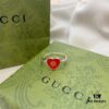 Gucci Gucci 925 Sterling Silver Double G Enamel Red Heart Ring