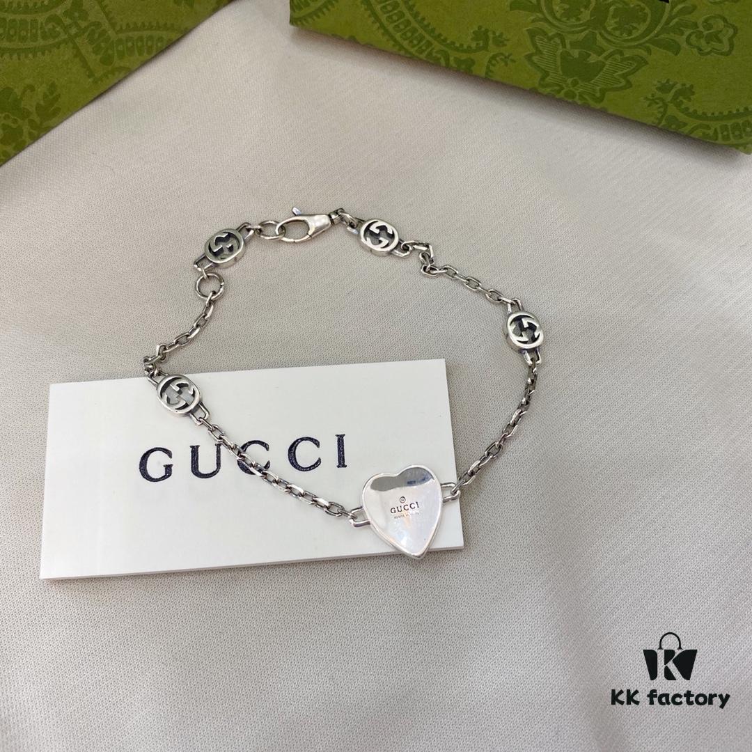 Gucci Gucci 925 Sterling Silver Interlocking Double G Enamel Red Bracelet