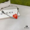 Gucci Gucci 925 Sterling Silver Interlocking Double G Enamel Red Bracelet