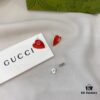 Gucci Gucci 925 Sterling Silver Double G Enamel Red Heart Stud Earrings