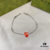Gucci Gucci 925 Sterling Silver Interlocking Double G Enamel Red Bracelet