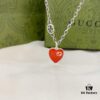 692ff0b899f2d84055c8d696 Gucci Gucci 925 Sterling Silver Interlocking Double G Enamel Red Heart Pendant Necklace