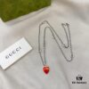 692ff0ba99f2d84055c8d69a Gucci Gucci 925 Sterling Silver Interlocking Double G Enamel Red Heart Pendant Necklace