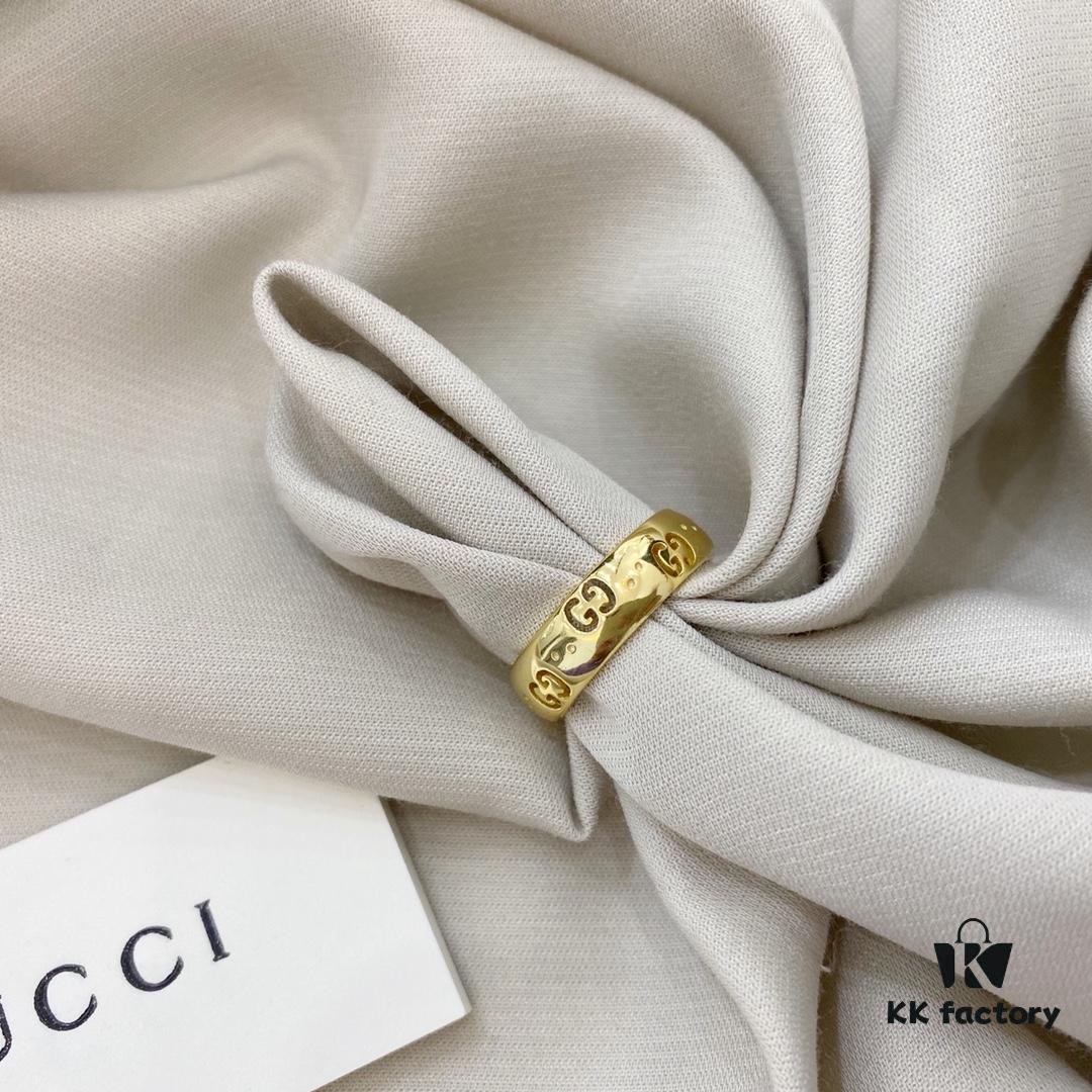 Gucci 925 Sterling Silver Double G Openwork Couple Ring