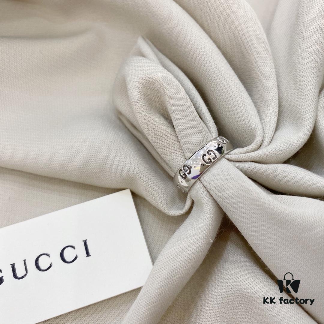 Gucci 925 Sterling Silver Double G Openwork Couple Ring