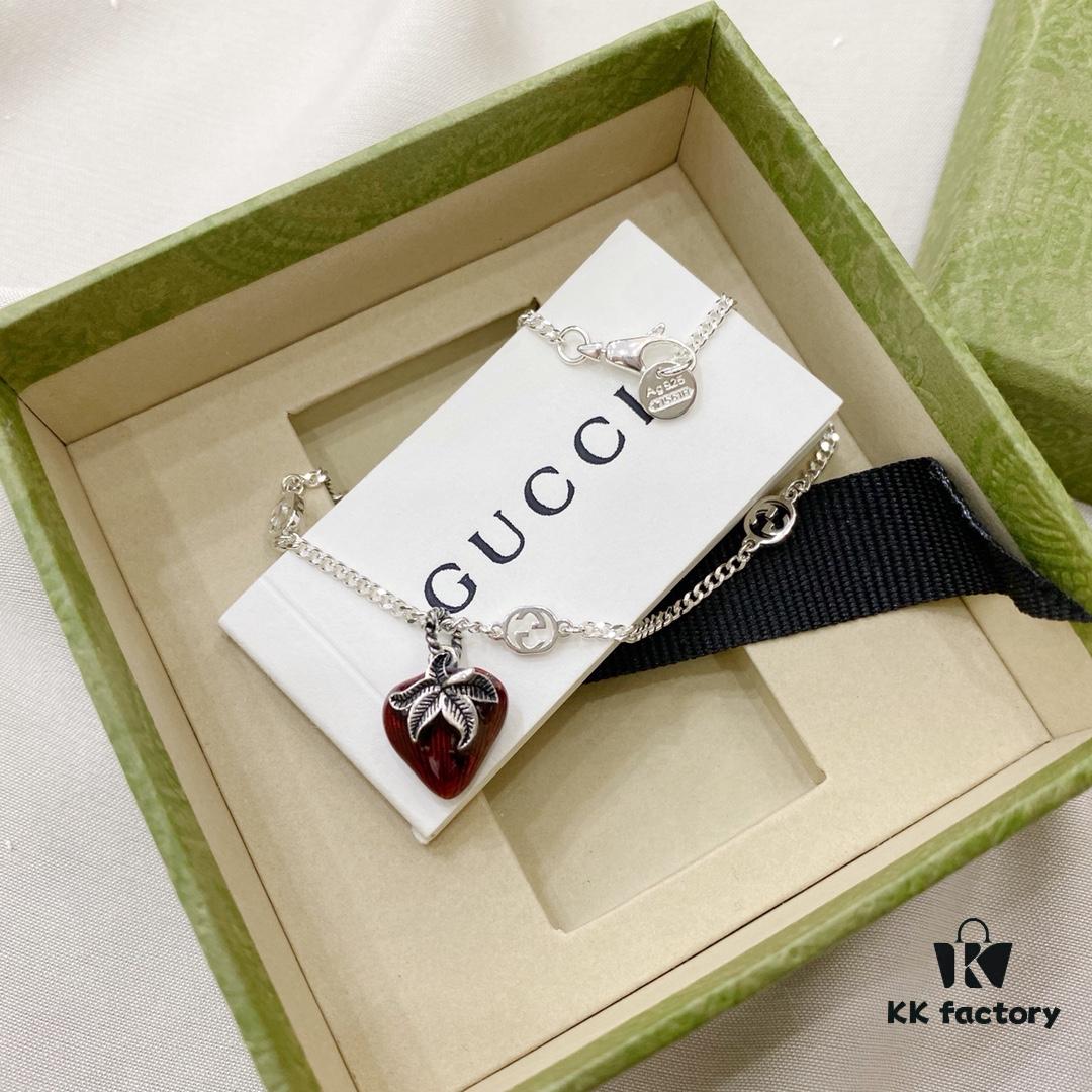 Gucci Gucci 925 Sterling Silver Double G Strawberry Bracelet