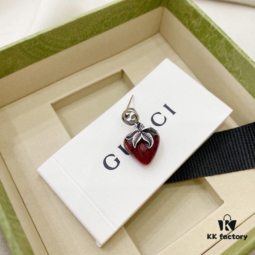 Gucci Gucci 925 Sterling Silver Double G Strawberry Single Stud Earring