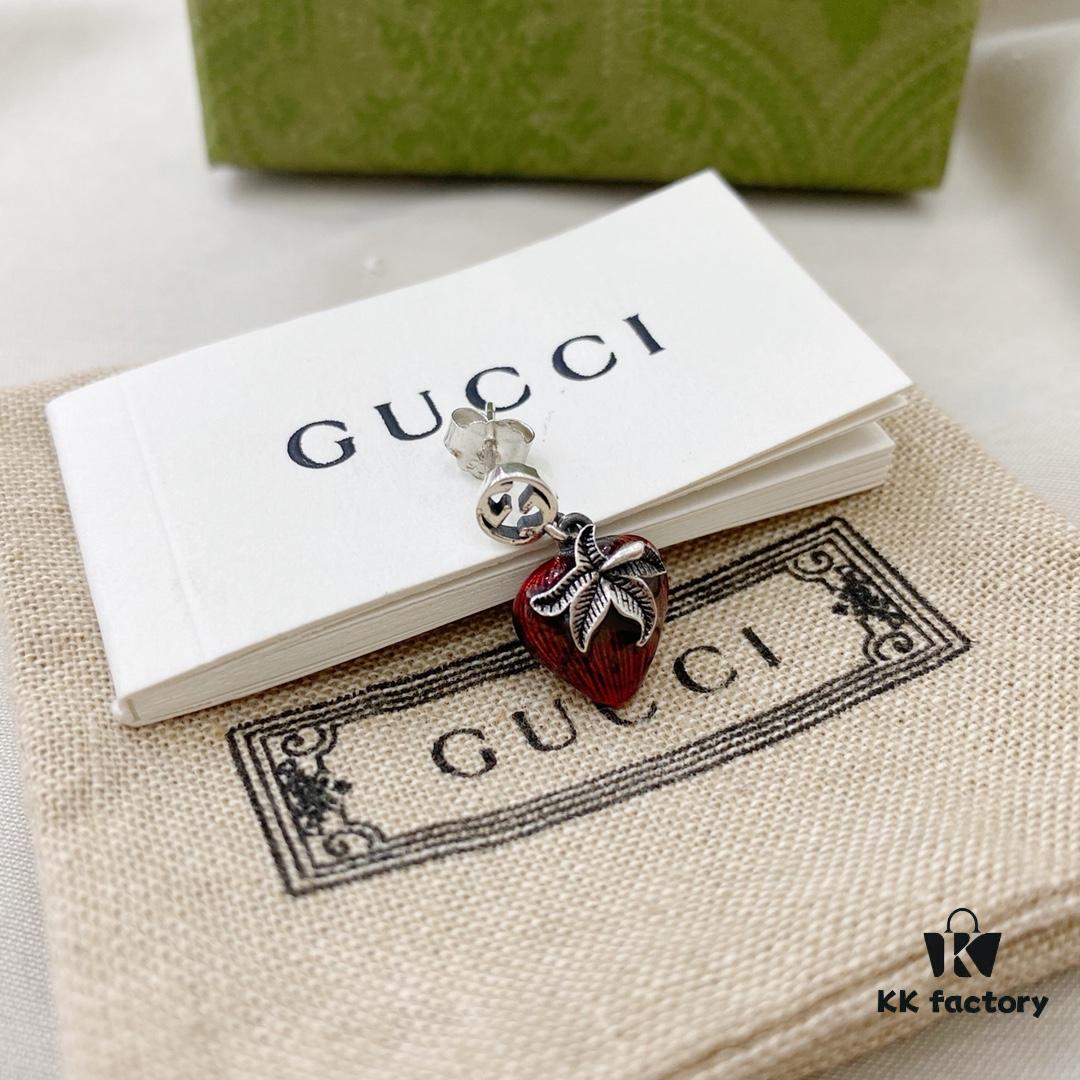 Gucci Gucci 925 Sterling Silver Double G Strawberry Single Stud Earring