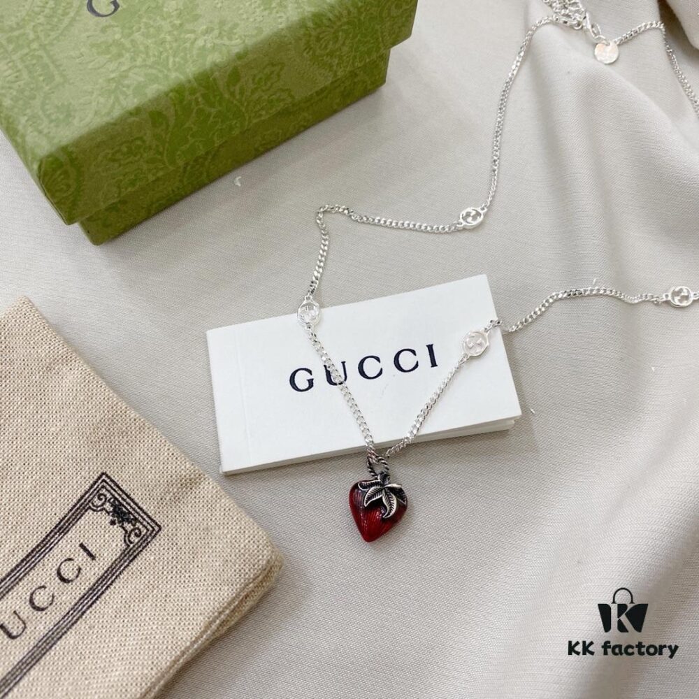 692ff0d699f2d84055c8d6c0 Gucci Gucci 925 Sterling Silver Double G Strawberry Necklace