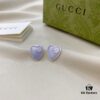 692ff0dc99f2d84055c8d6ca Gucci Gucci 925 Sterling Silver Double G Enamel Light Blue Heart Stud Earrings