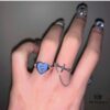 Gucci Gucci 925 Sterling Silver Double G Enamel Light Blue Heart Ring