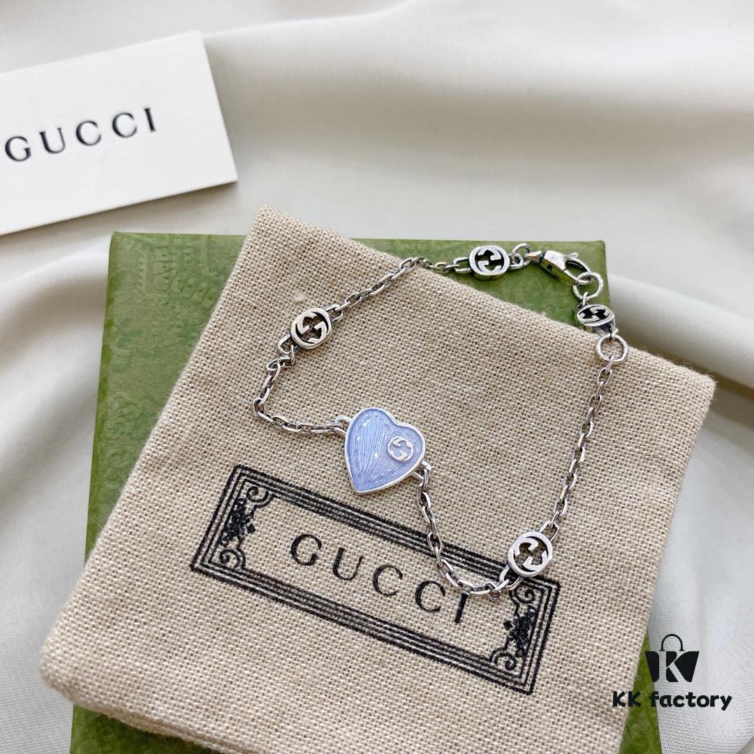 692ff0eb99f2d84055c8d6e0 Gucci Gucci 925 Sterling Silver Interlocking Double G Enamel Light Blue Bracelet