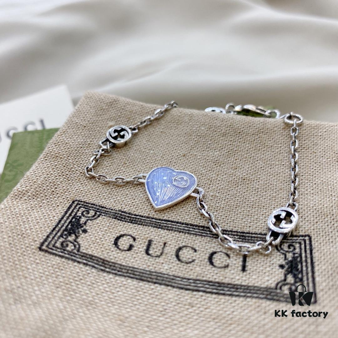 692ff0ec99f2d84055c8d6e2 Gucci Gucci 925 Sterling Silver Interlocking Double G Enamel Light Blue Bracelet