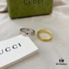 Gucci Gucci 925 Sterling Silver Icon Series Platinum 18K Double G Narrow Ring