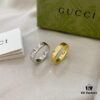 Gucci Gucci 925 Sterling Silver Icon Series Platinum 18K Double G Narrow Ring