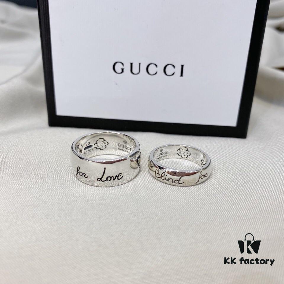 Gucci 925 Sterling Silver Love Fearless Couple Ring