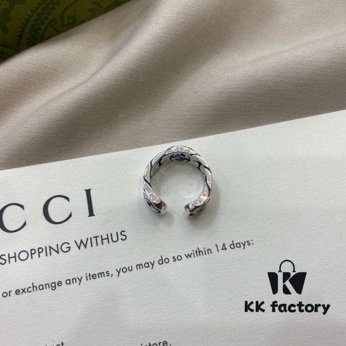 Gucci Gucci 925 Sterling Silver Large Triple G Interlocking Ear Cuff