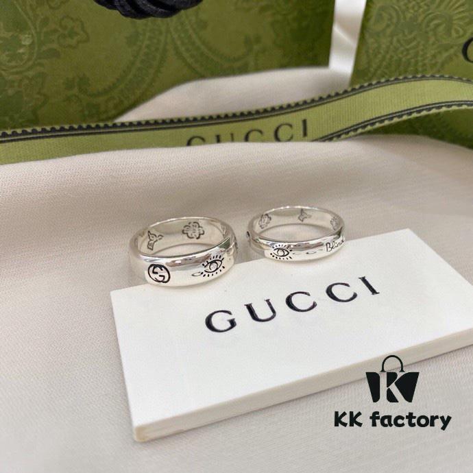 692ff16399f2d84055c8d7b3 Gucci Gucci 925 Sterling Silver Fearless Love Double G Floral and Bird Couple Ring