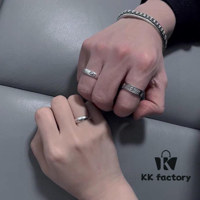 692ff16599f2d84055c8d7b5 Gucci Gucci 925 Sterling Silver Fearless Love Double G Floral and Bird Couple Ring