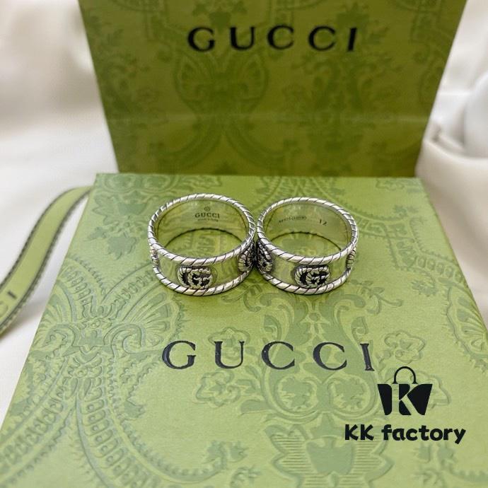 692ff16b99f2d84055c8d7be Gucci 925 Sterling Silver Double G Twisted Retro Couple Ring