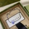 Gucci Interlocking Double G Enamel Blue Heart Bracelet in 925 Sterling Silver