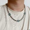 Gucci 925 Sterling Silver Double G Enamel Interlocking Vintage Necklace