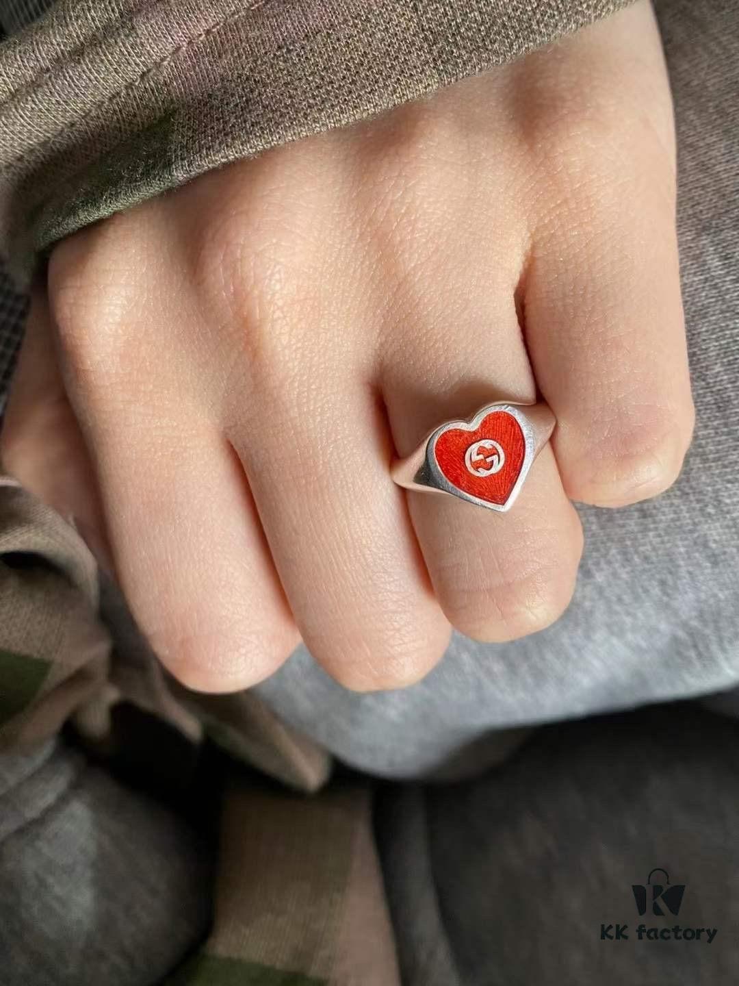 692ff19799f2d84055c8d810 Gucci Interlocking Double G Enamel Heart Fashion Ring
