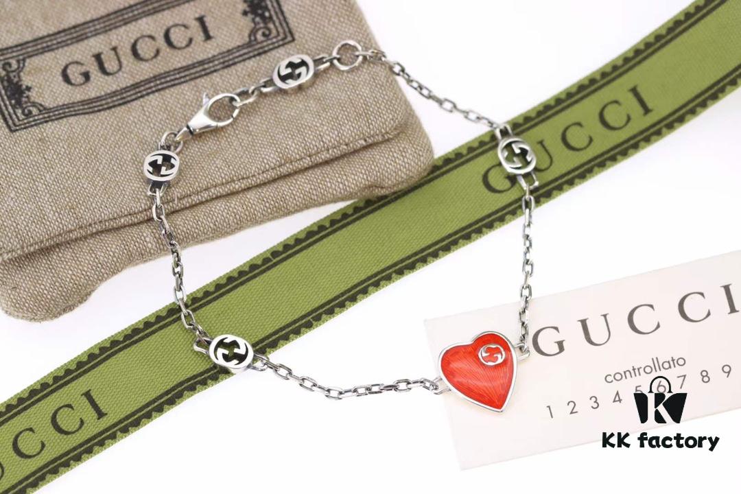 692ff19b99f2d84055c8d819 New Arrival💗 Gucci Interlocking Double G Red Enamel Heart Bracelet