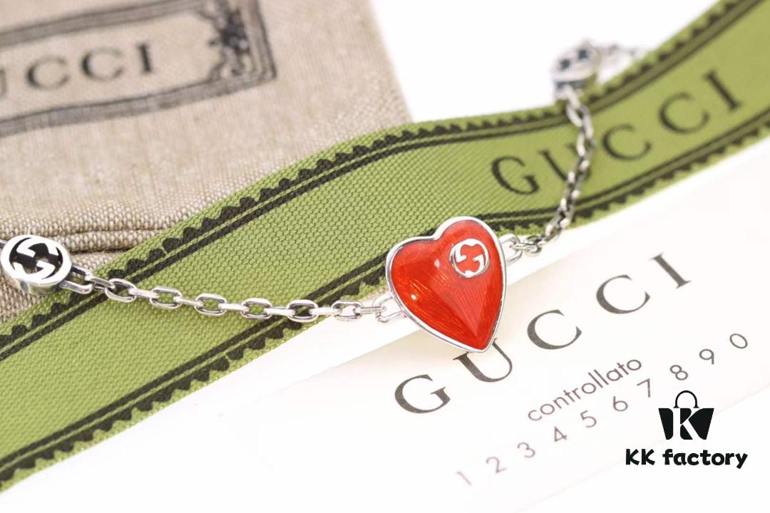 692ff19b99f2d84055c8d81b New Arrival💗 Gucci Interlocking Double G Red Enamel Heart Bracelet