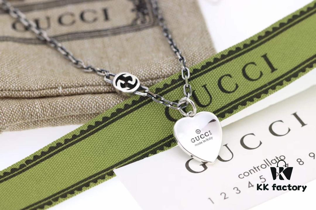 692ff19c99f2d84055c8d81d New Arrival💗 Gucci Interlocking Double G Blue Enamel Heart Necklace