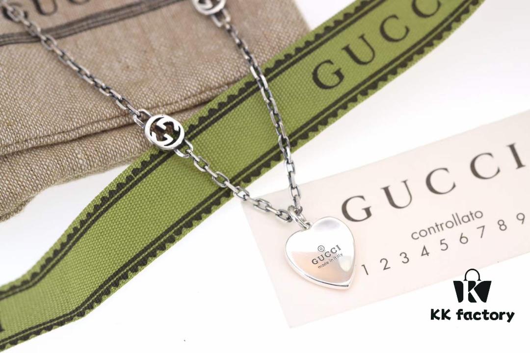 692ff1a299f2d84055c8d829 New Arrival💗 Gucci Interlocking Double G Red Enamel Heart Necklace