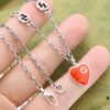 692ff1a299f2d84055c8d82a New Arrival💗 Gucci Interlocking Double G Red Enamel Heart Necklace