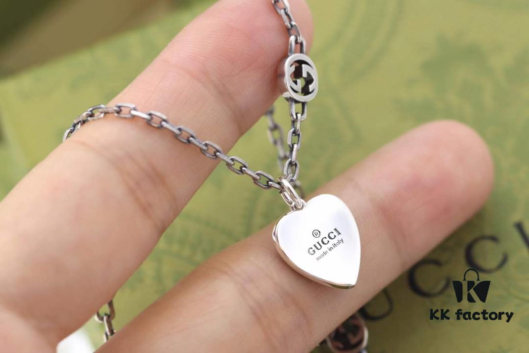 692ff1a399f2d84055c8d82d New Arrival💗 Gucci Interlocking Double G Blue Enamel Heart Necklace