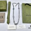 692ff1af99f2d84055c8d846 Gucci Vintage Enamel G Logo Aged Silver Necklace