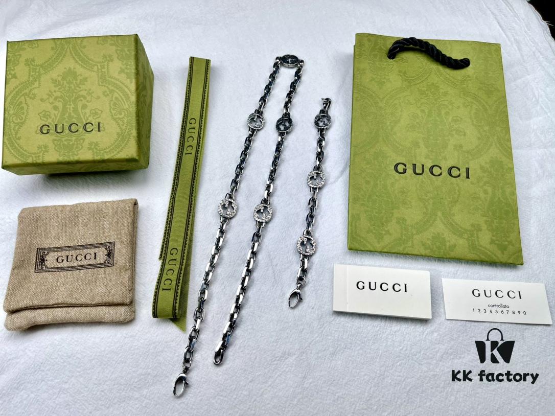 692ff1b199f2d84055c8d849 Gucci Vintage Enamel G Logo Aged Silver Necklace