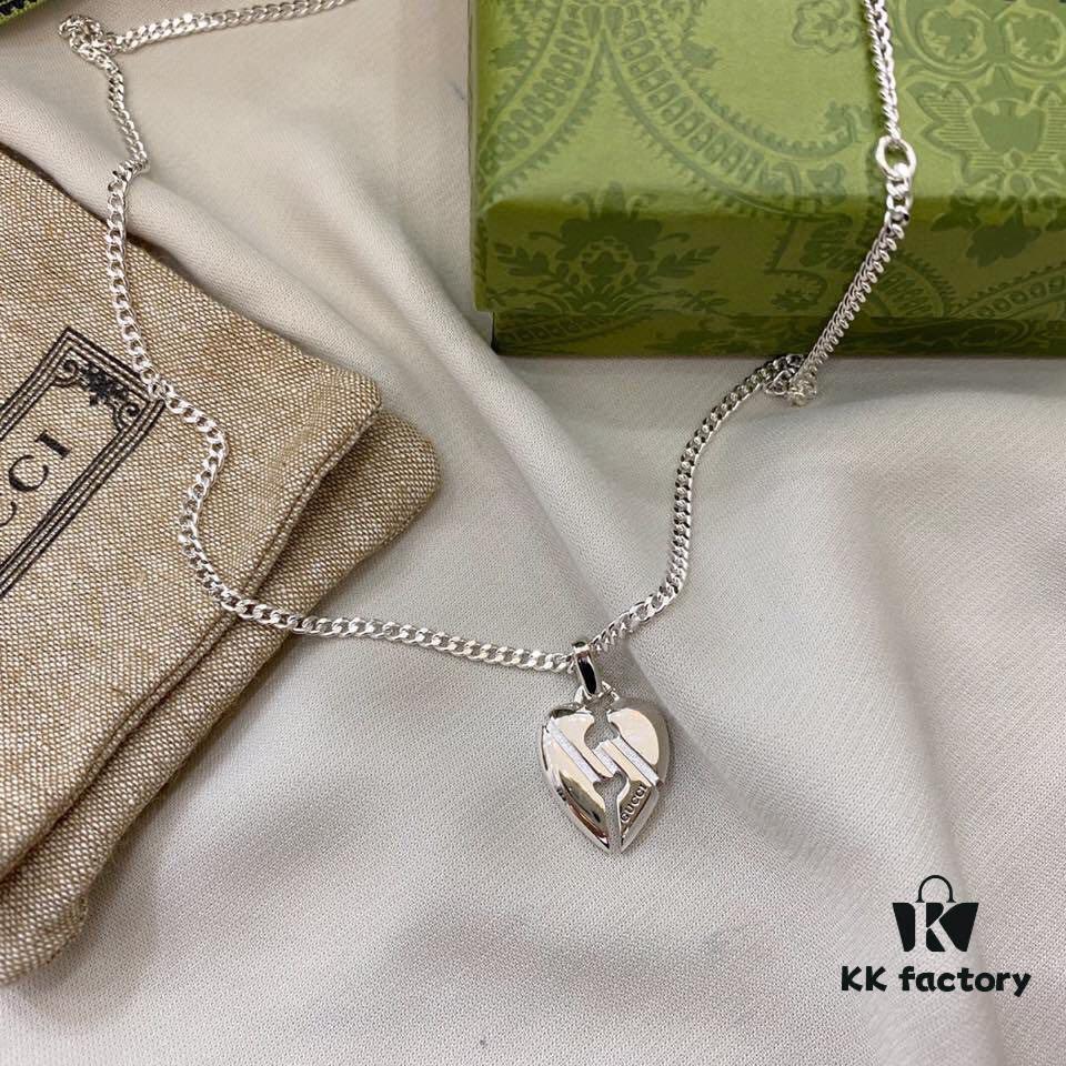 Gucci Gucci 925 Pure Silver Heart Pendant Necklace