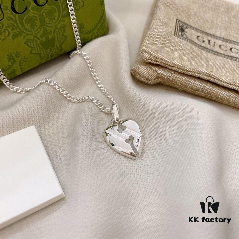 Gucci Gucci 925 Pure Silver Heart Pendant Necklace