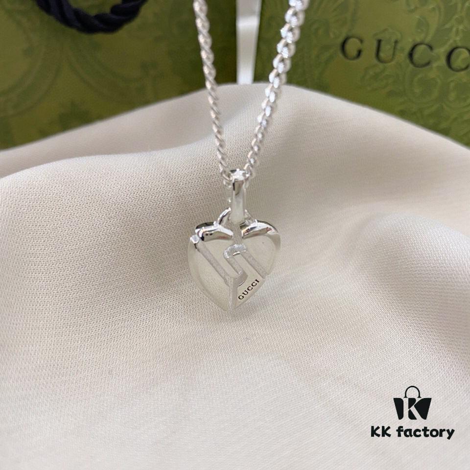 Gucci Gucci 925 Pure Silver Heart Pendant Necklace