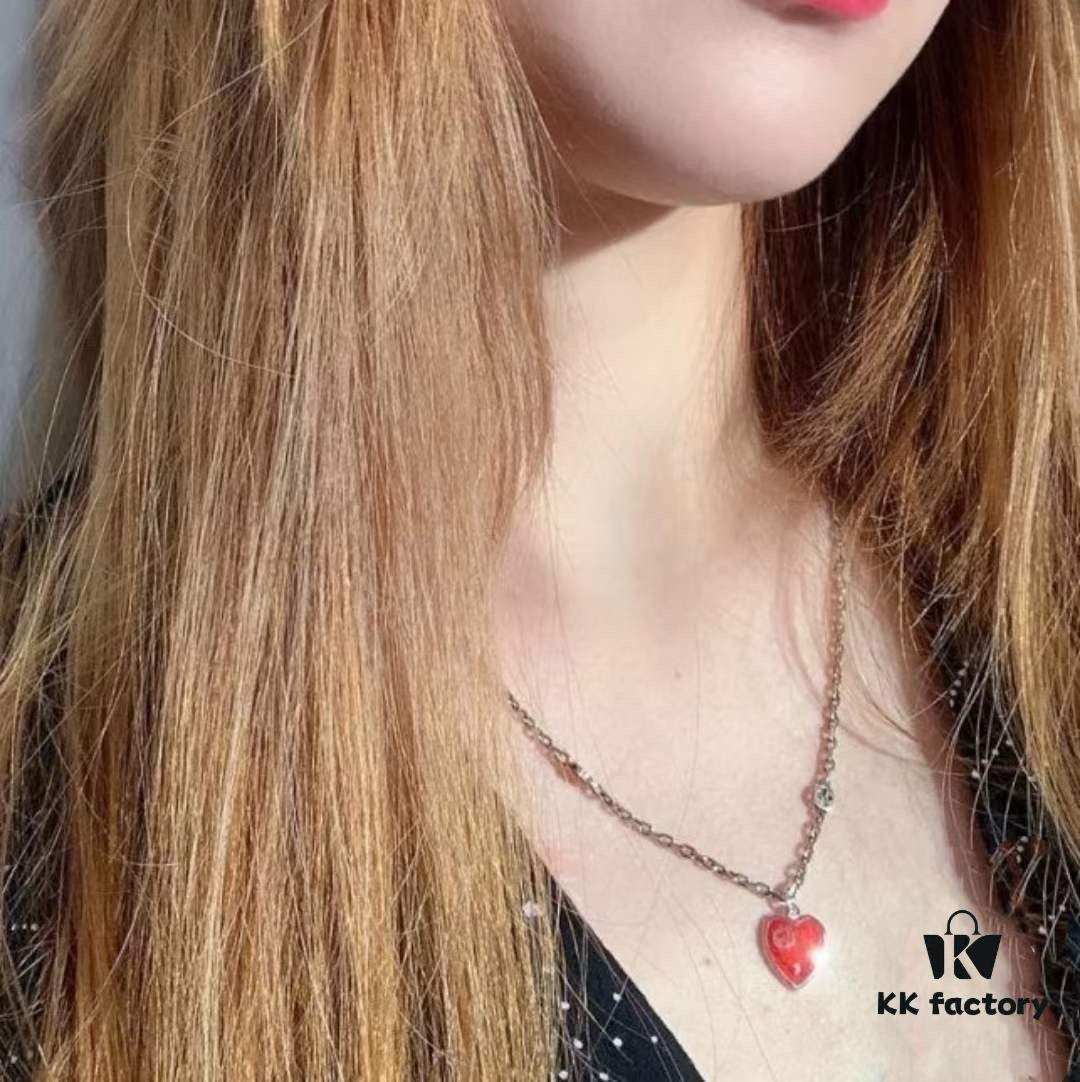 692ff1cf99f2d84055c8d88d New Arrival💗 Gucci Interlocking Double G Red Enamel Heart Necklace