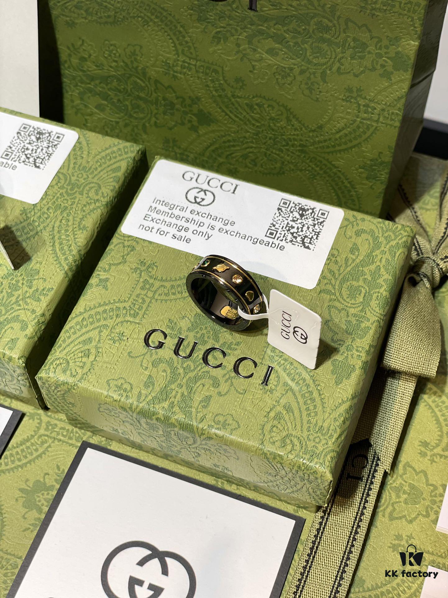 692ff1ee99f2d84055c8d8c4 GUCCI Overseas Member Gift - Gucci Gem Ceramic Ring, Sizes 5-11 US, Featuring Classic Double G and Bee Comet Logo in Gold, Exquisitely Crafted, Smooth and Comfortable to Wear, Unisex Design Ideal for Couples