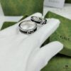 Gucci New Enamel Black Couple's Wide and Narrow Band