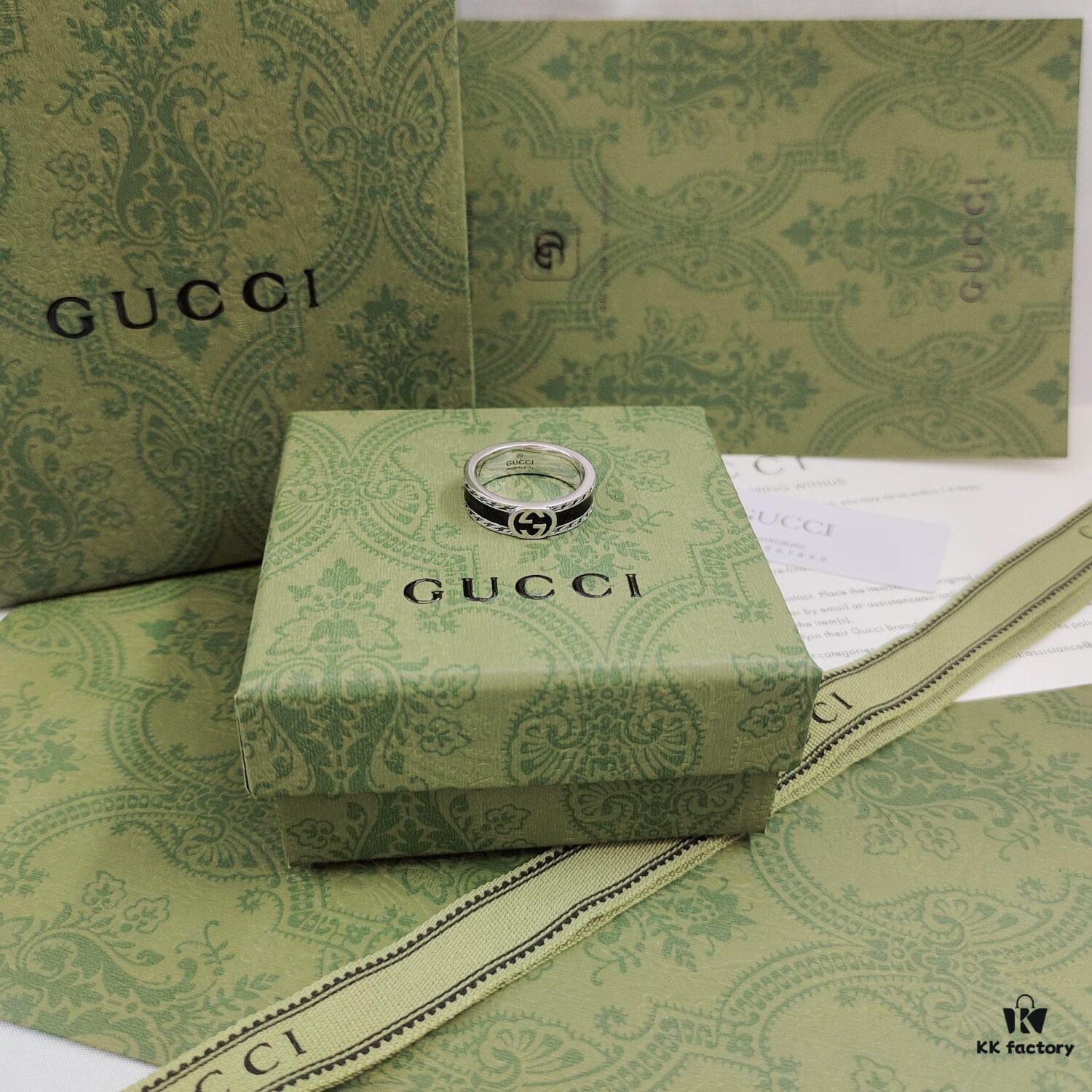 692ff21799f2d84055c8d8f8 Gucci GUCCI New 2022 Enamel Black Ring!! Super Brightening, Love at First Sight
