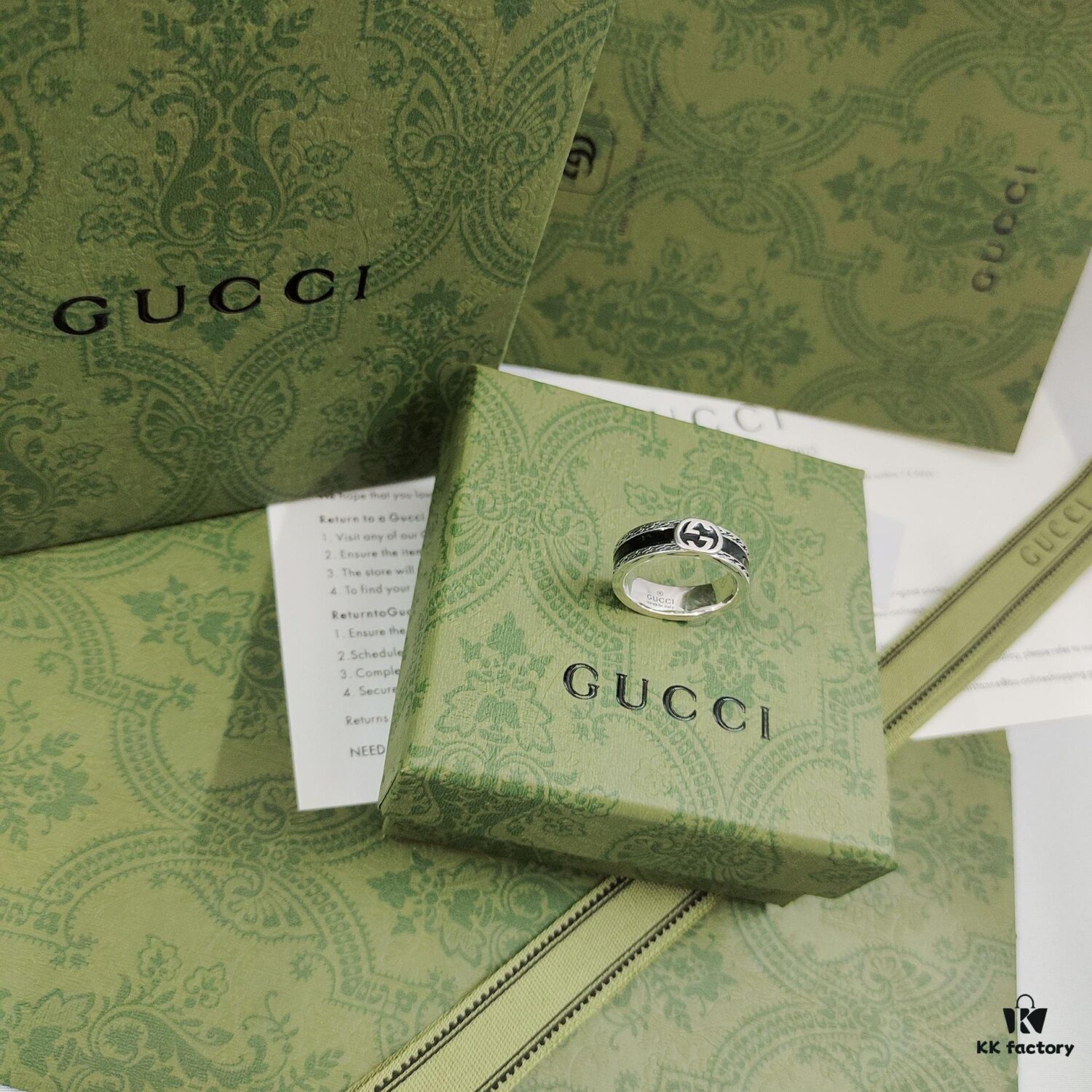 692ff21899f2d84055c8d8f9 Gucci GUCCI New 2022 Enamel Black Ring!! Super Brightening, Love at First Sight